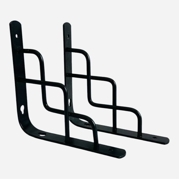 Set of 2 New Black Metal Wall Bracket Celtic Scroll Iron Brackets Shelf Brackets - Picture 2 of 5